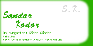sandor kodor business card